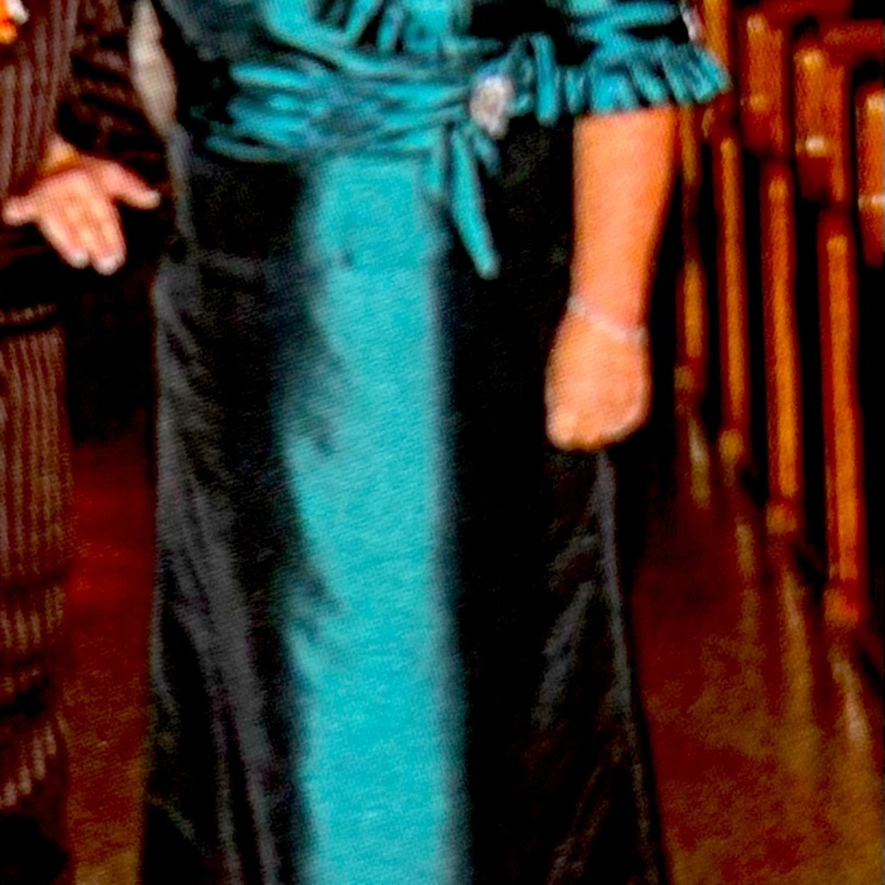 Forever Young Teal Long Sleeve Dress with rhinestone accents